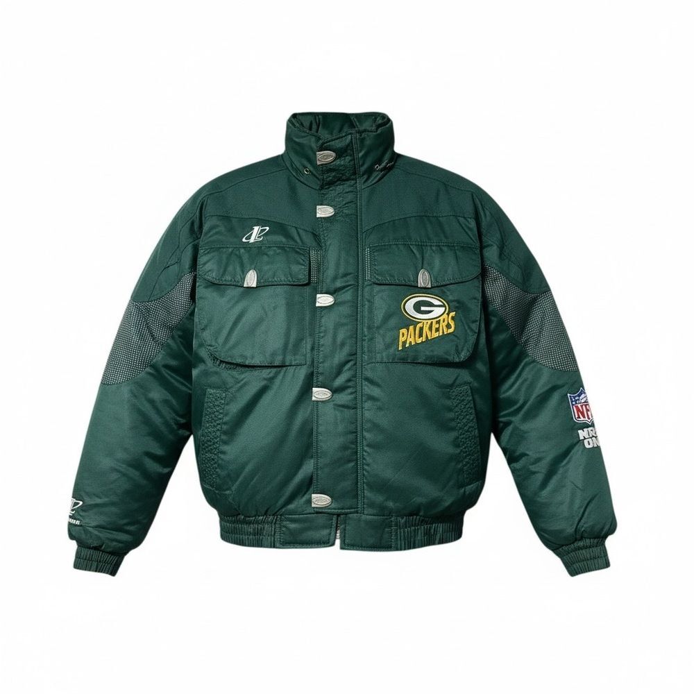 Vintage Green Bay Packers NFL Pro Line Logo Athletic Jacket Mens Medium 90s